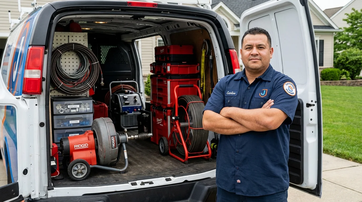 Professional drain cleaning equipment and Johns Plumbing LLC plumber in Postville