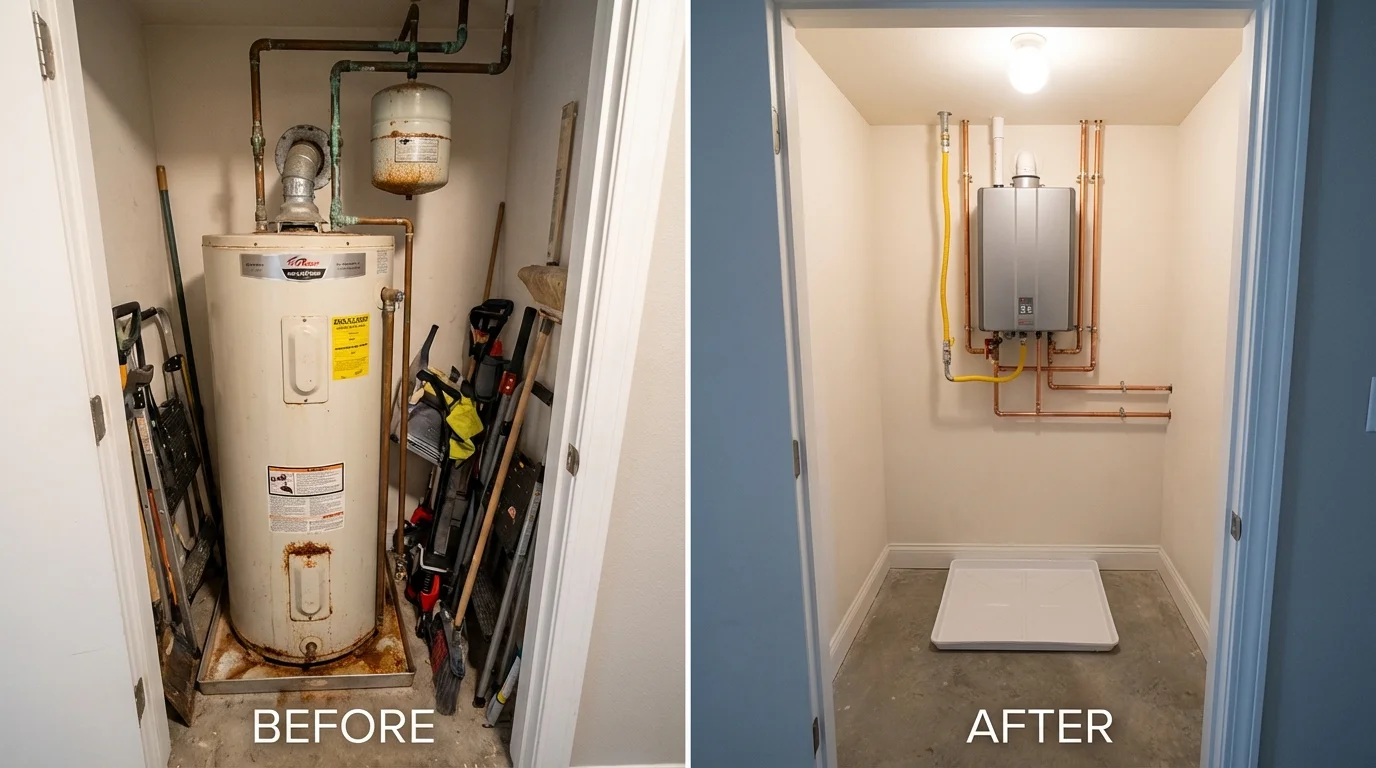 Tank water heater versus wall-mounted tankless unit comparison for Postville, IA homeowners